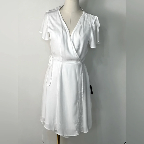 Lulu’s Harbor Point White Sheer Chiffon Wrap Dress Size Small and Medium - Picture 3 of 13